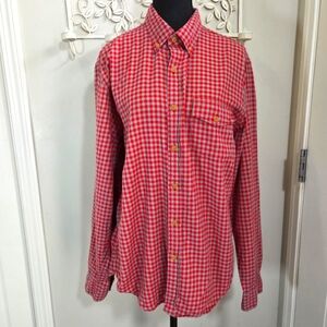 ⭐️J.Crew Mens  Red and Grey Checkered Button-Up Shirt Size Med